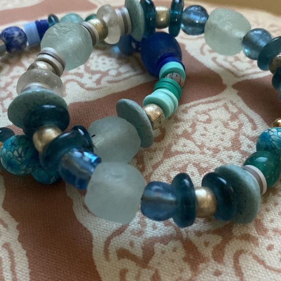 2 piece adjustable handmade bracelets, boho one size. In Blues - Picture 5 of 5